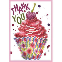 Charger l&#39;image dans la galerie, Kit carte de vœux Broderie Diamant CUP CAKE THANK YOU
