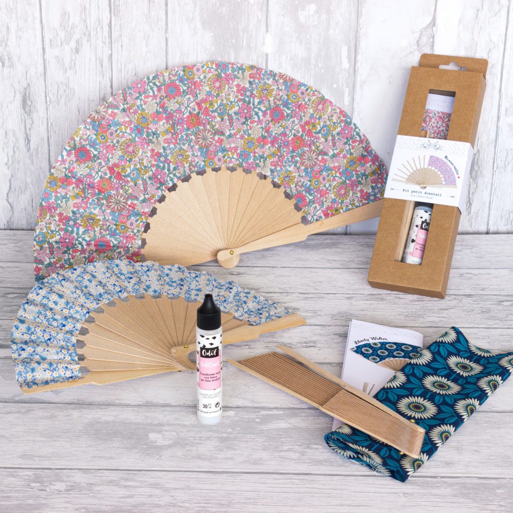 Kit d'éventail petite taille en Liberty rose
