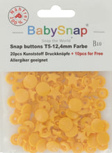 Charger l&#39;image dans la galerie, 20 Boutons pressions BabySnap étoile jaune 12,4 mm
