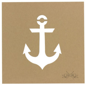 Gabarit pochoir en carton kraft ancre marine 7 cm X 10 cm