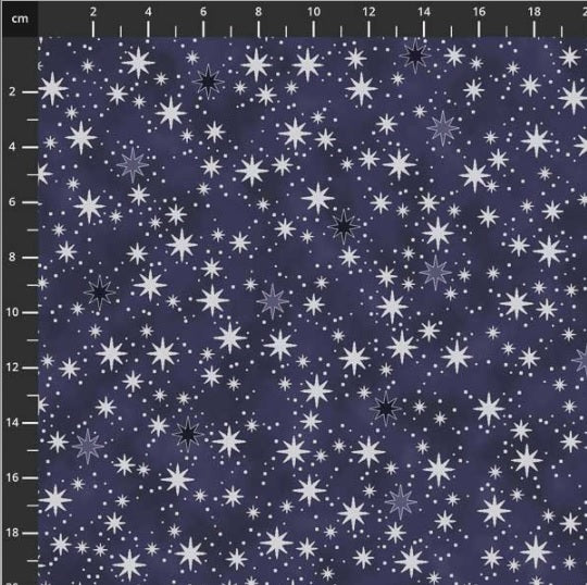 Tissu Stof Fabrics Christmas is near étoiles violettes 112 cm