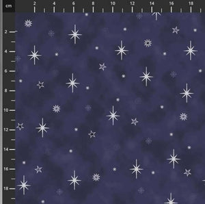 Tissu Stof Fabrics Christmas is near étoiles violettes 112 cm