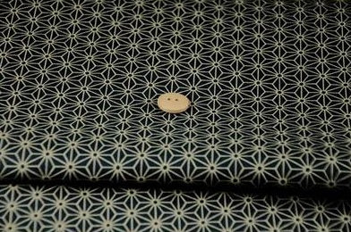 Coupon motifs traditionnels japonais Asanoha noir 45 cm X 55 cm