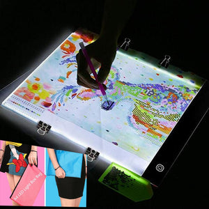 Tablette lumineuse LED, A4, portable avec USB et trousse étanche.