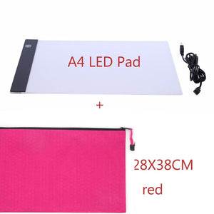 Tablette lumineuse LED, A4, portable avec USB et trousse étanche.