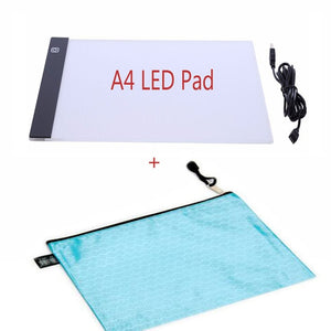 Tablette lumineuse LED, A4, portable avec USB et trousse étanche.