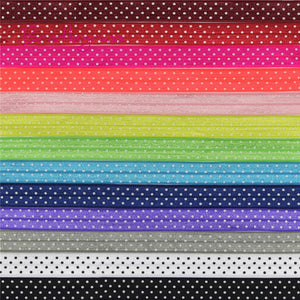 Bande élastique satinée motif pois 15 mm X 2 ou 4 mètres/13 couleurs