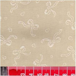 Tissu japonais Sevenberry motif ruban blanc fond écru 100 % coton 110 cm